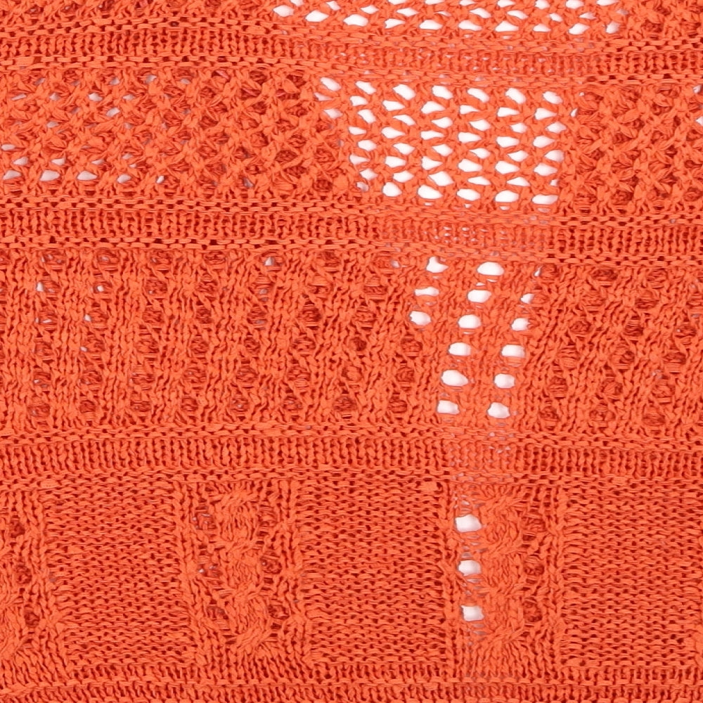 Brand and care label for Tu women’s orange cardigan jumper, size UK 10