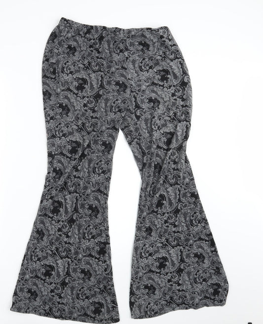 Additional front view of QED London women’s grey paisley bloomer trousers, size S, 29-inch leg