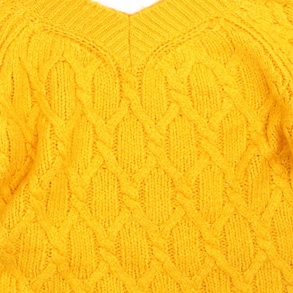 F&F Womens Yellow Knit Pullover Jumper Size 10