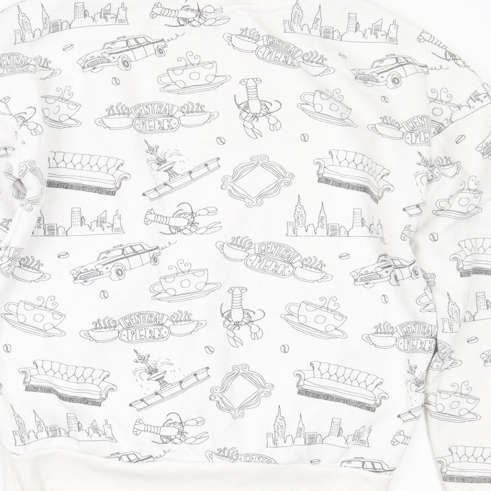 Primark Womens White Geometric Pullover Jumper Size XS - Friends Central Perk