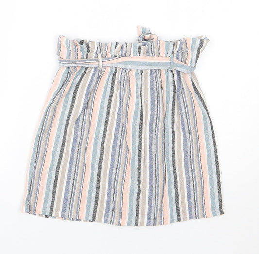 Newlook Womens White Striped  A-Line Skirt Size 10