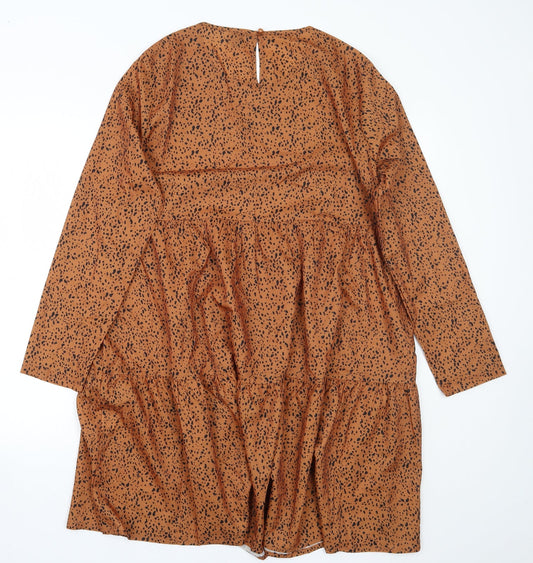 SheIn Womens Brown Animal Print A-Line Size M