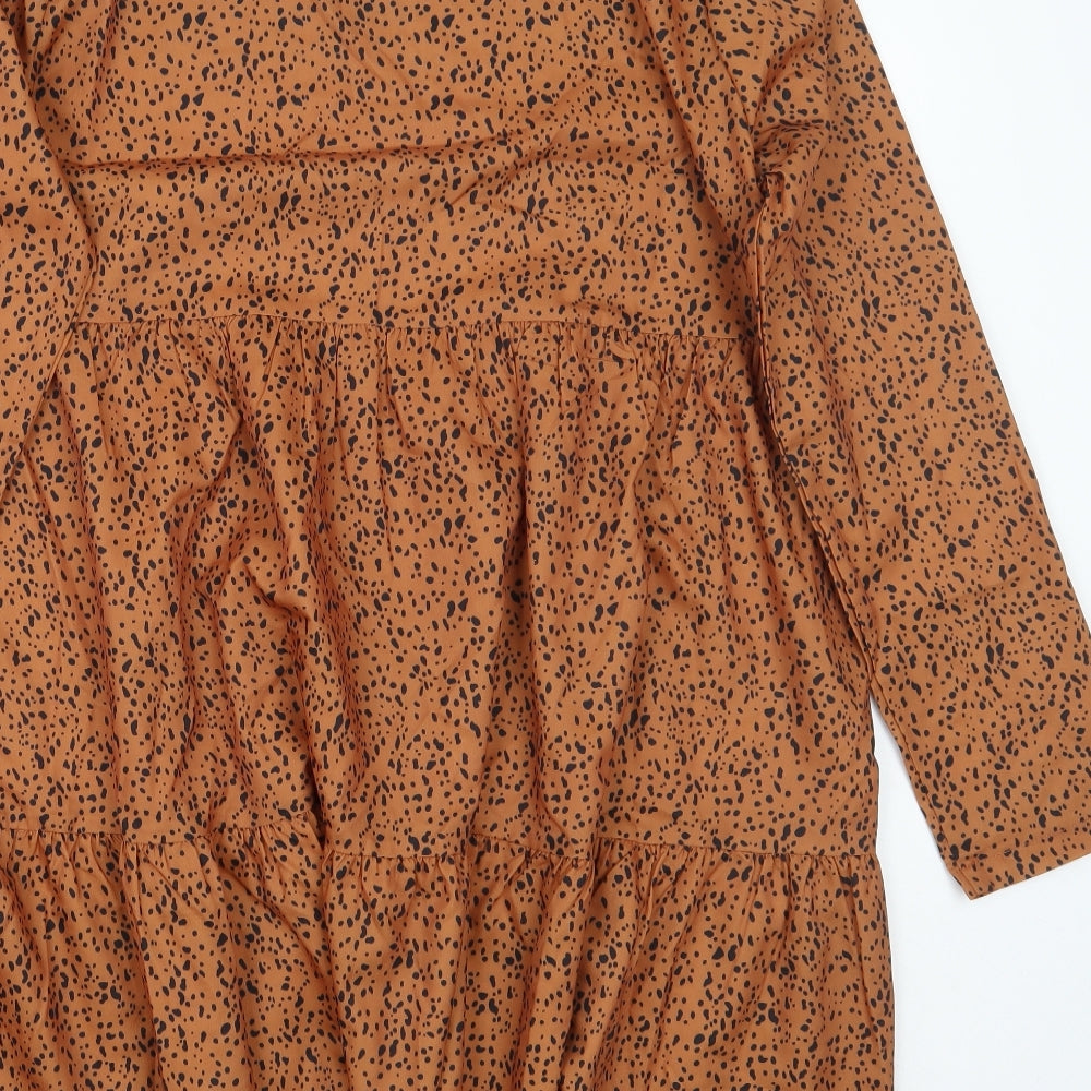 SheIn Womens Brown Animal Print A-Line Size M