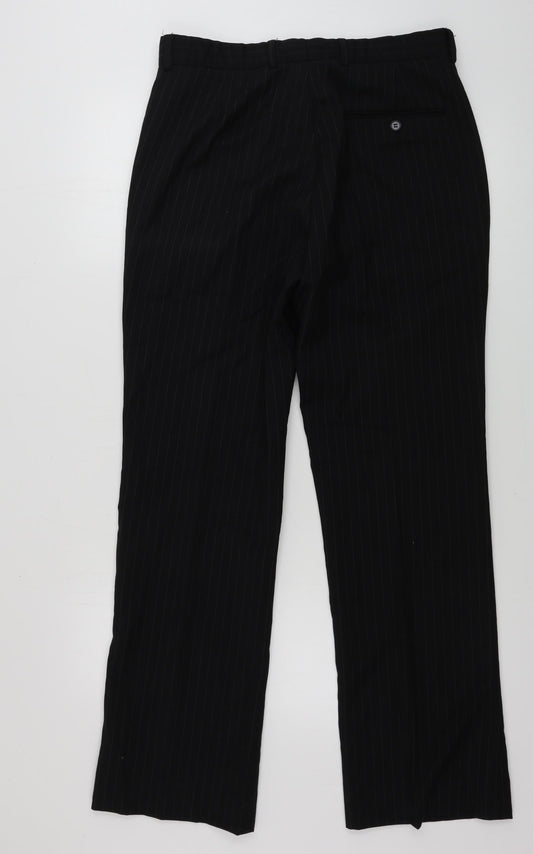 Burton Mens Black Striped Trousers Size 32 in L30 in