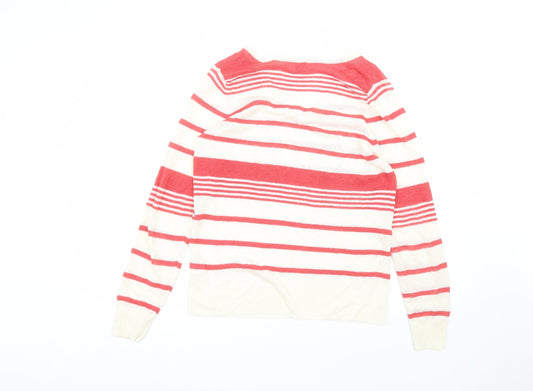 EAST Womens White Striped Basic T-Shirt Size XS