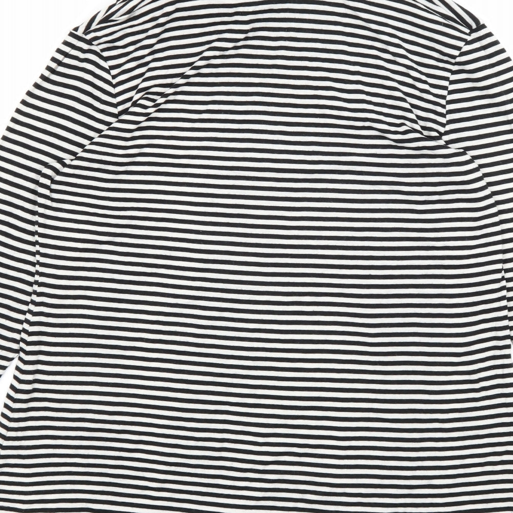 Brand and care label for ESMARA women’s white striped basic t-shirt, size M