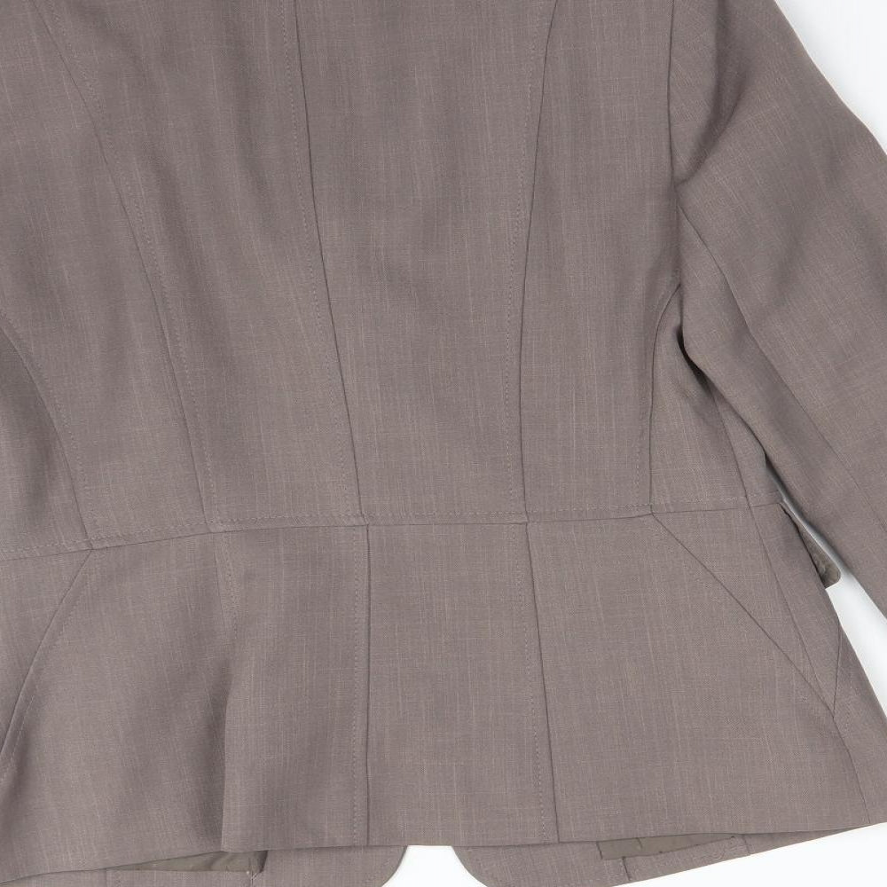 Brand and care label for THE COLLECTION women’s grey jacket suit jacket, size UK 10