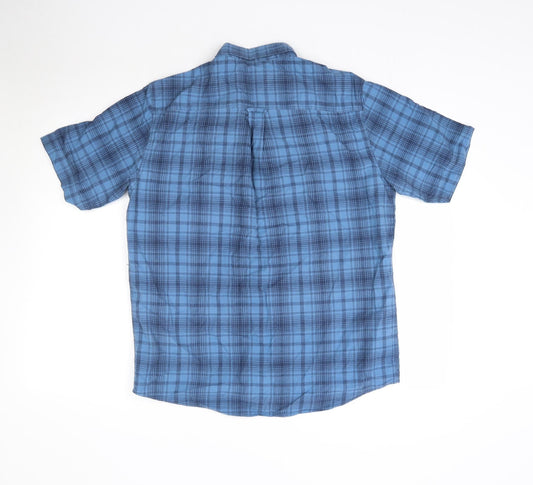 Mens UK Size M P.G. Field Blue Button-Up Short Sleeve Casual Shirt