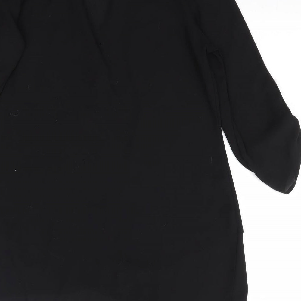 Brand and care label for Paraphrase women’s black basic blouse, size S