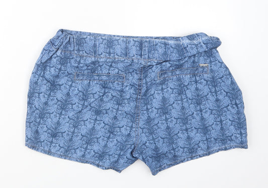 Only Womens Blue Geometric  Hot Pants Shorts Size 12