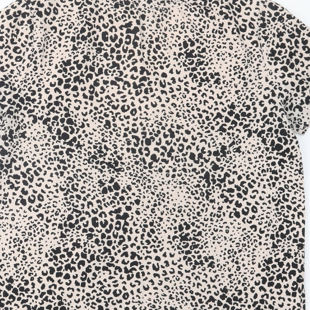 F&F Womens Black Animal Print Basic T-Shirt Size 10