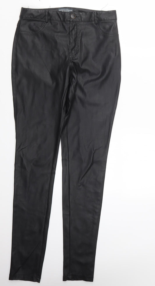 Womens UK Size 10 Dorothy Perkins Regular Fit Black Trousers