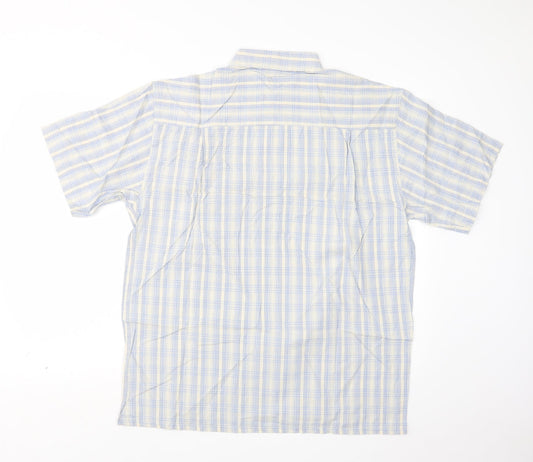 TNX Mens Blue Check Button-Up Size L