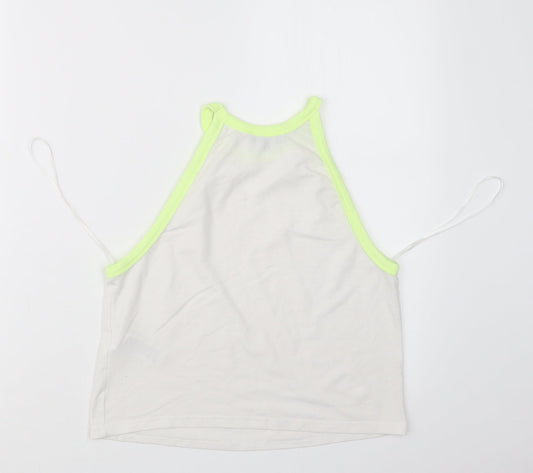 Womens UK Size 10 New Look White Cropped T-Shirt