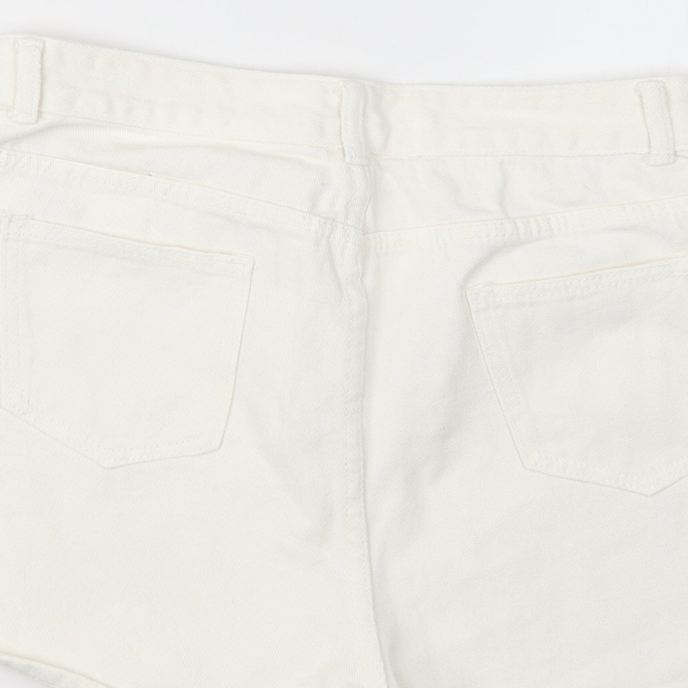 SheIn Womens White Denim Boyfriend Shorts Size L