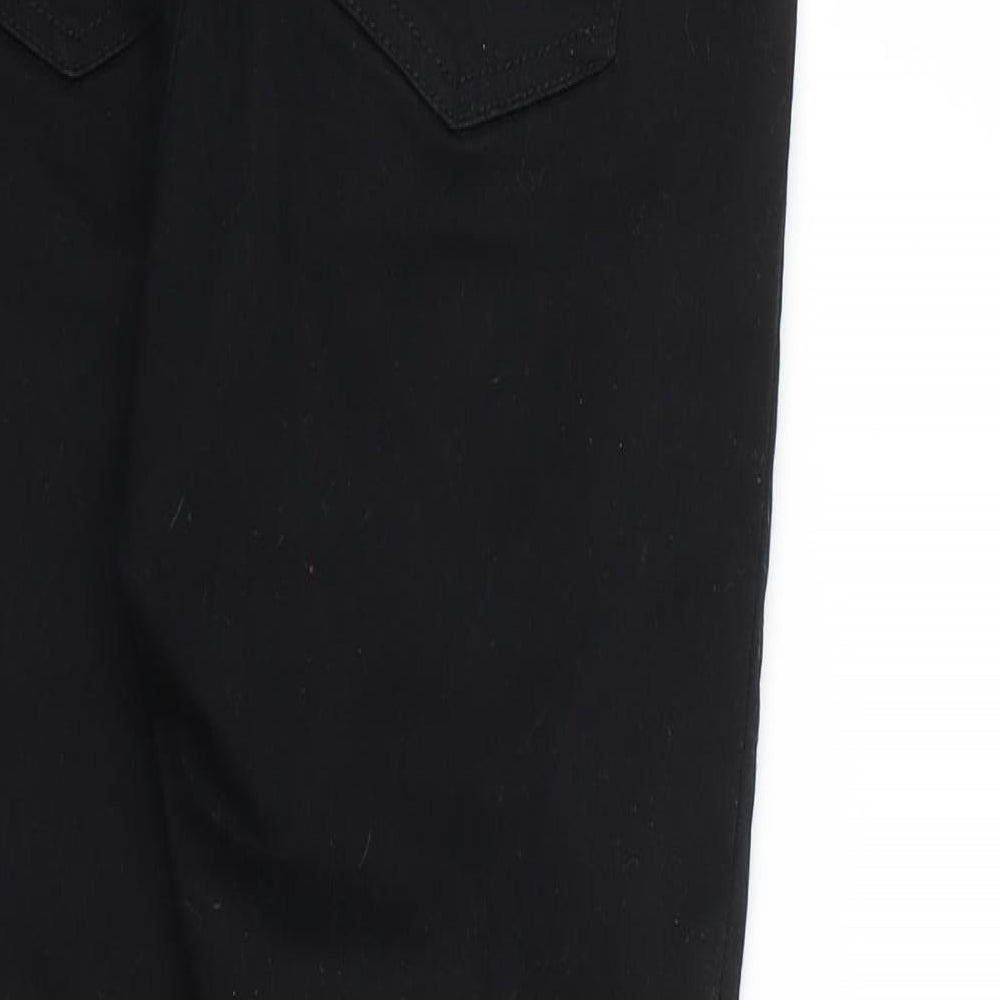Brand and care label for New Look women’s black skinny jeans, size UK 12, 25-inch leg