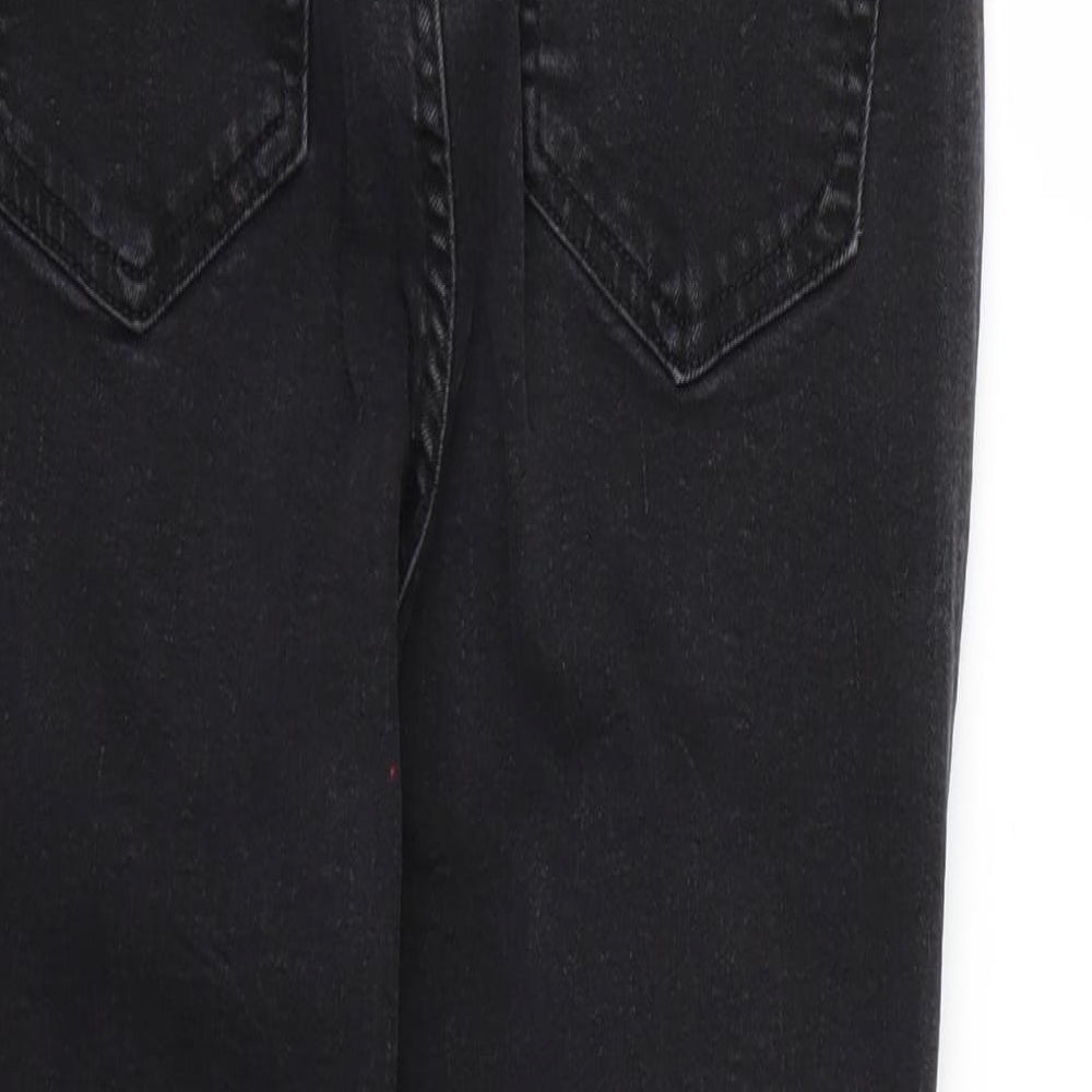 Brand and care label for New Look women’s black skinny jeans, size UK 12, 24-inch leg