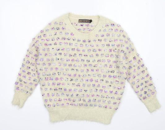 Womens UK Size S QED London White Pullover Jumper