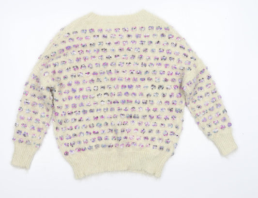 Womens UK Size S QED London White Pullover Jumper