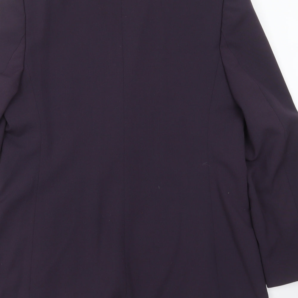 Brand and care label for Marks & Spencer women’s purple jacket suit jacket, size UK 16
