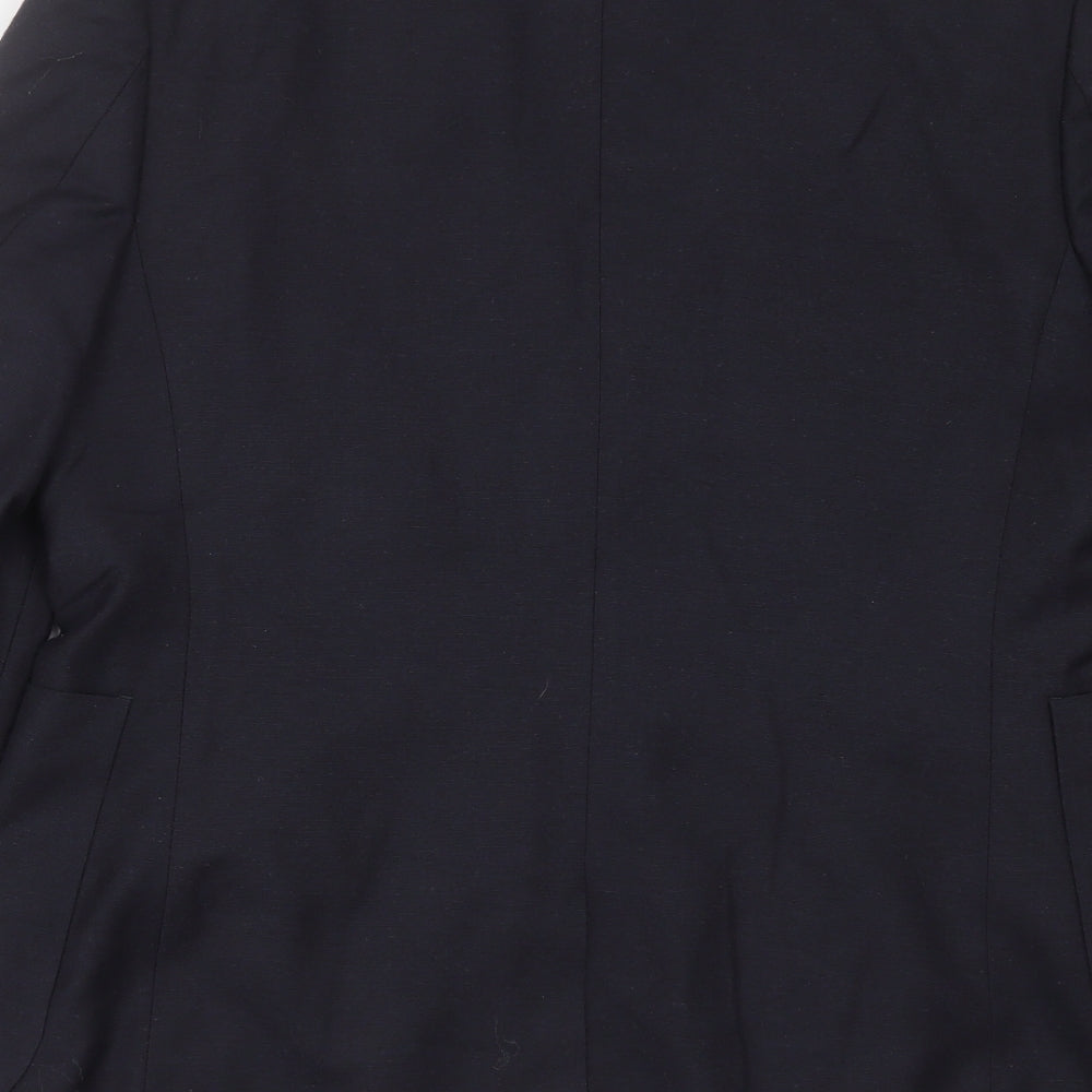 Brand and care label for ASOS men’s blue jacket suit jacket, size 40