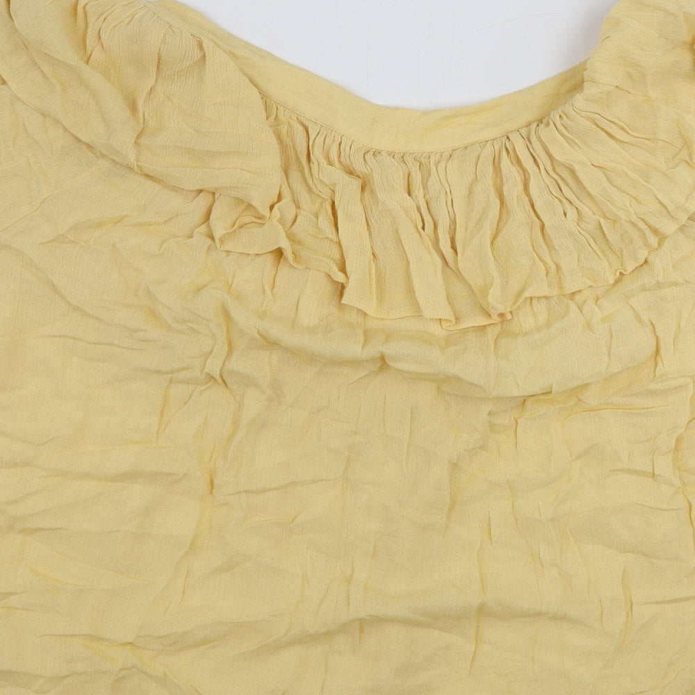 Womens UK Size L Preworn Yellow Basic Blouse
