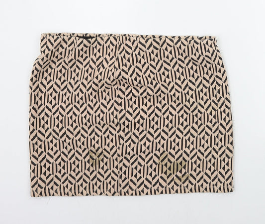 Atmosphere Womens Beige Geometric A-Line Skirt Size 16
