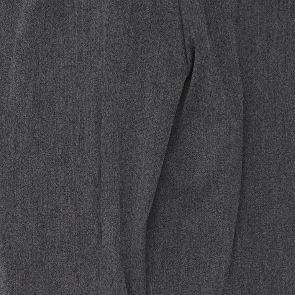 Brand and care label for Marks & Spencer women’s grey trousers, size UK 16, 28-inch leg