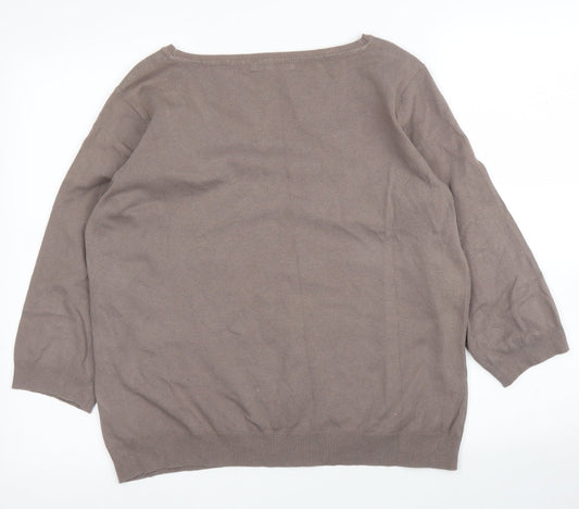 Womens UK Size XL M&Co Brown Pullover Jumper