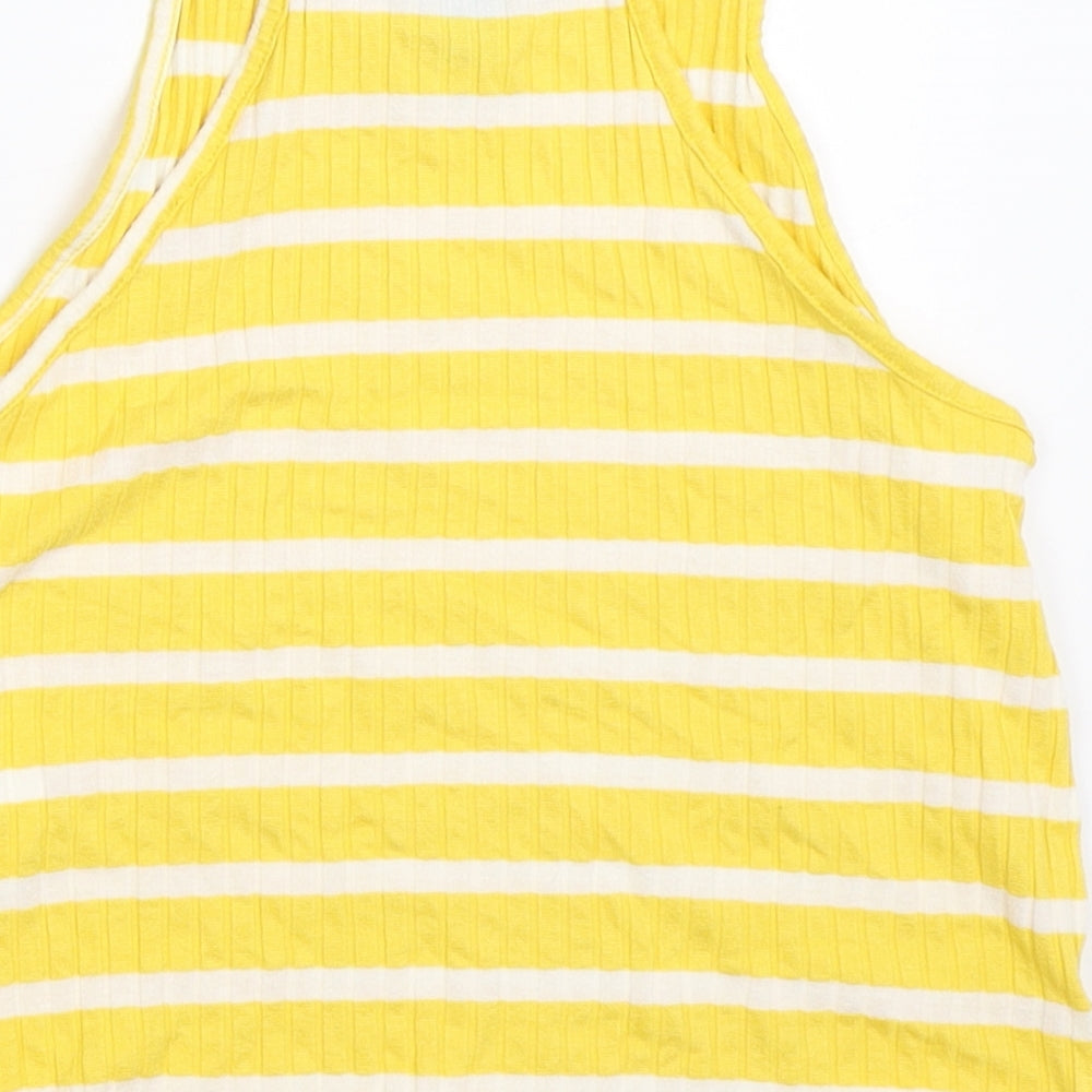 Primark Womens Yellow Striped Cropped Tank Size 10