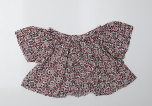 Select Womens Pink Geometric Basic Blouse Size 6