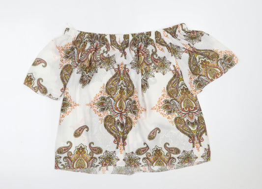 F&F Womens White Paisley Basic Blouse Size 12