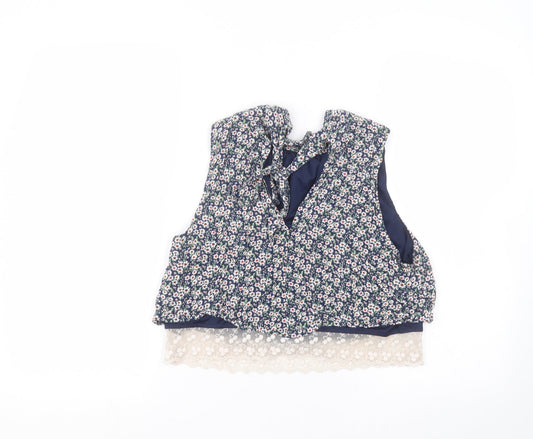 FOREVER 21 Womens Blue Floral Basic Blouse Size M