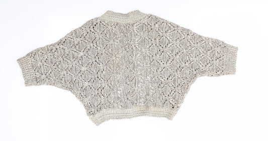 Look Womens Beige Argyle/Diamond Shrug Jumper Size 14 - Open knit