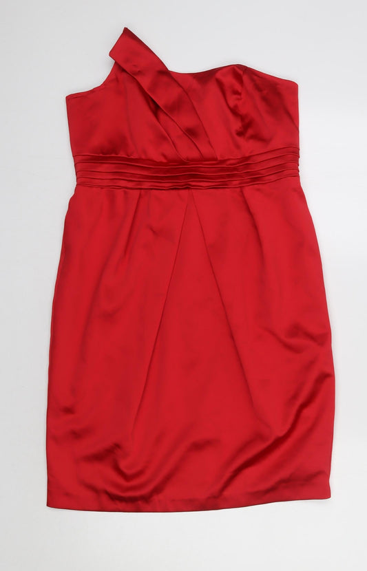 Additional front view of George women’s red satin bodycon, size UK 14