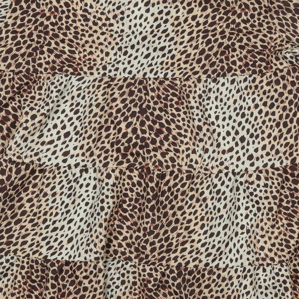 Preworn Womens Beige Animal Print A-Line Size M