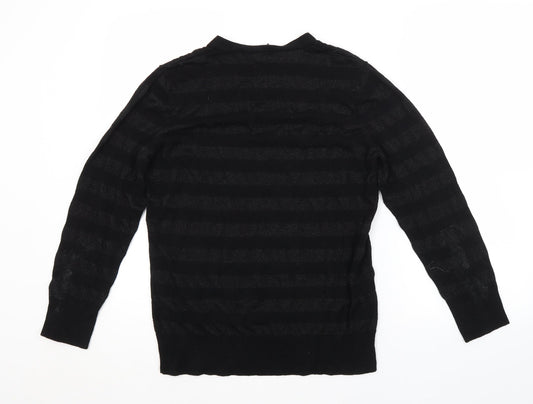 Preworn Mens Black Striped Pullover Jumper Size L