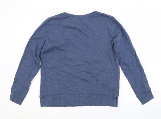 Back view of Gap women’s blue pullover sweatshirt