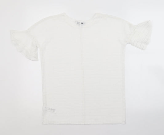 NEXT Womens White Striped Basic Blouse Size 6