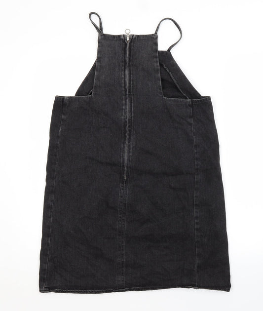 Topshop Womens Grey Herringbone Pinafore/Dungaree Dress Size 12