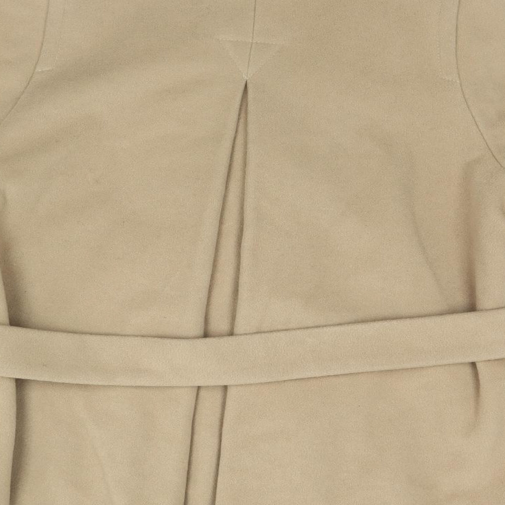 Brand and care label for John Lewis women’s beige overcoat coat, size UK 12