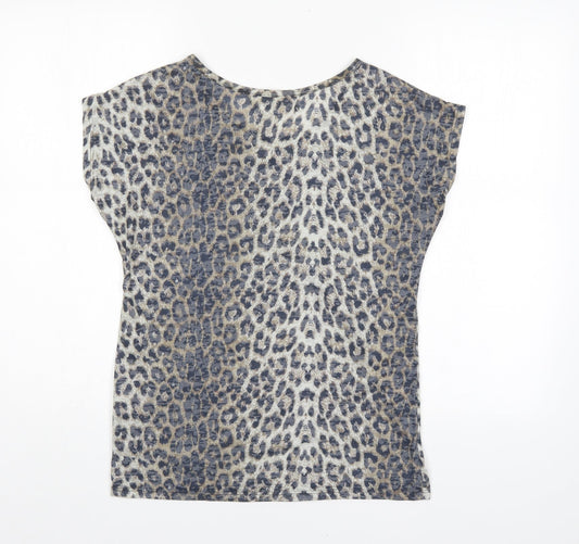 New Look Womens Multicoloured Animal Print Basic Blouse Size 10