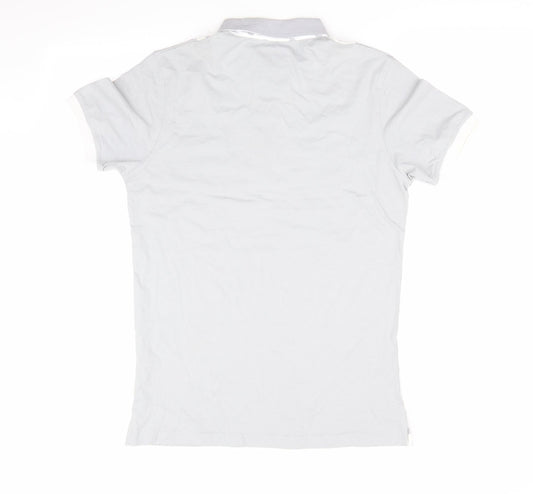 Intense Menswear Mens Grey Polka Dot Polo Size S - Spider Logo