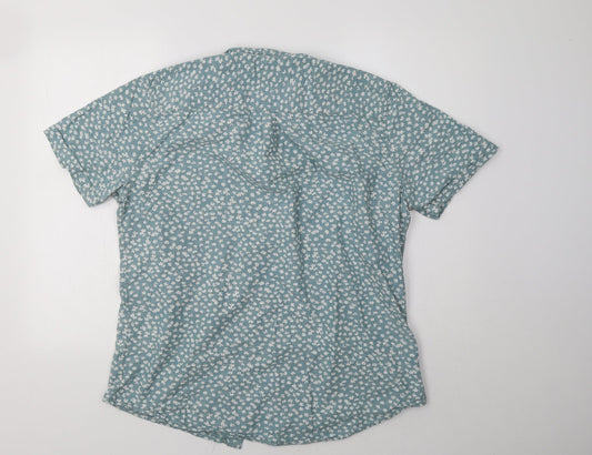 F&F Womens Blue Floral Basic Button-Up Size L