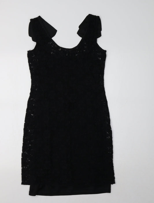 Oasis Womens Black Floral A-Line Size S - Lace Overlay