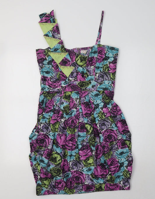 Additional front view of River Island women’s multicoloured floral bodycon, size UK 12