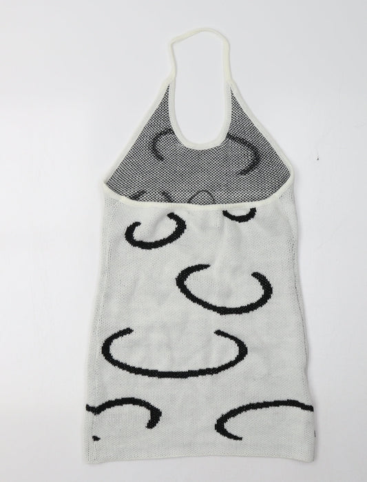 Cider Womens White Geometric Tunic Jumper Size M