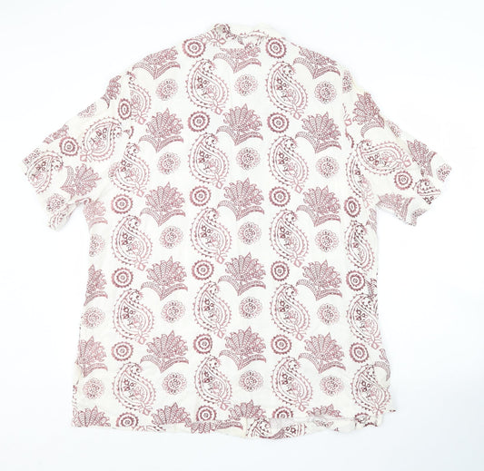 Preworn Mens White Paisley Button-Up