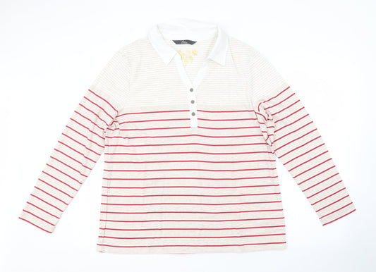 Additional front view of Bonmarché men’s multicoloured striped polo, size L