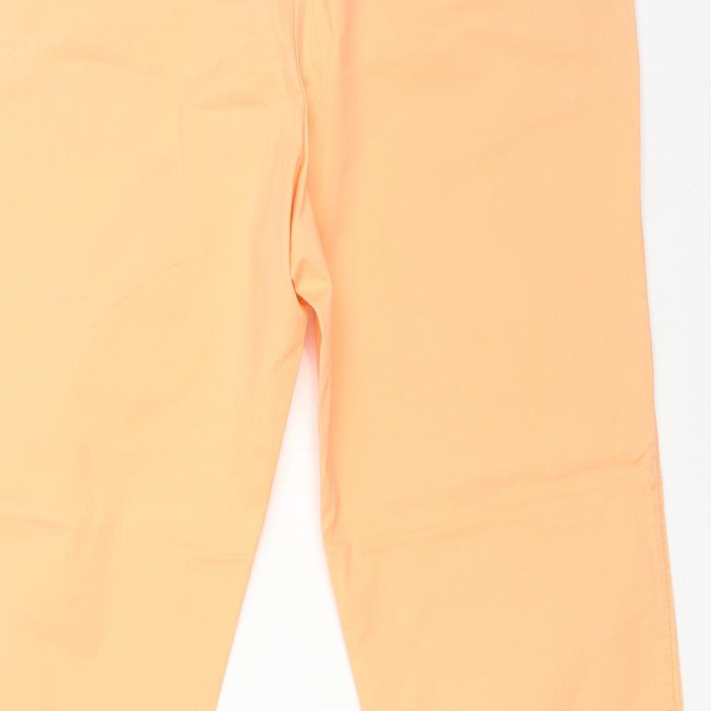 Brand and care label for Gap women’s orange chino trousers, size UK 8, 27-inch leg